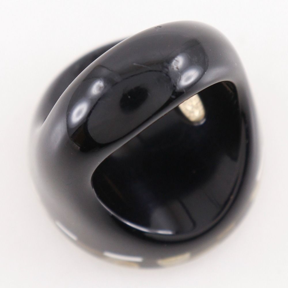 Chanel Border CC Logo Vintage Resin Faux Pearl White Ring — view 4