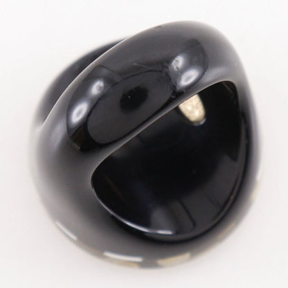 Chanel Border CC Logo Vintage Resin Faux Pearl White Ring — view 4