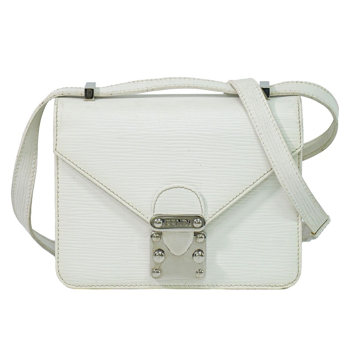 Fendi Leather Shoulder Bag Pochette White