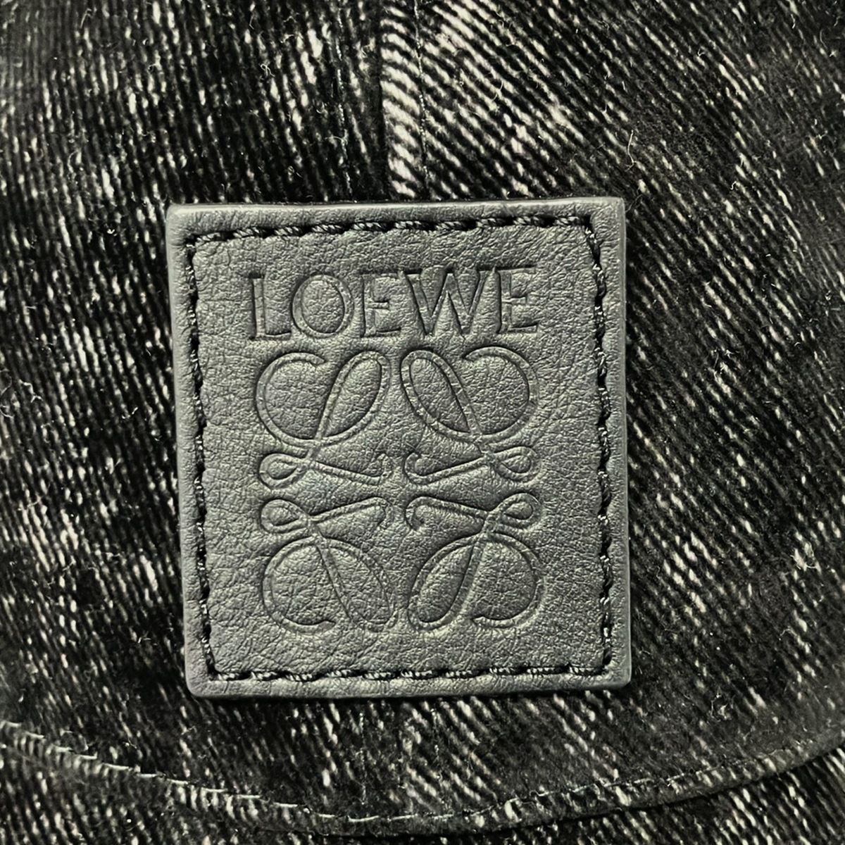 Loewe Cap Onesize Patch Cap Black Cotton Leather Hat — view 5