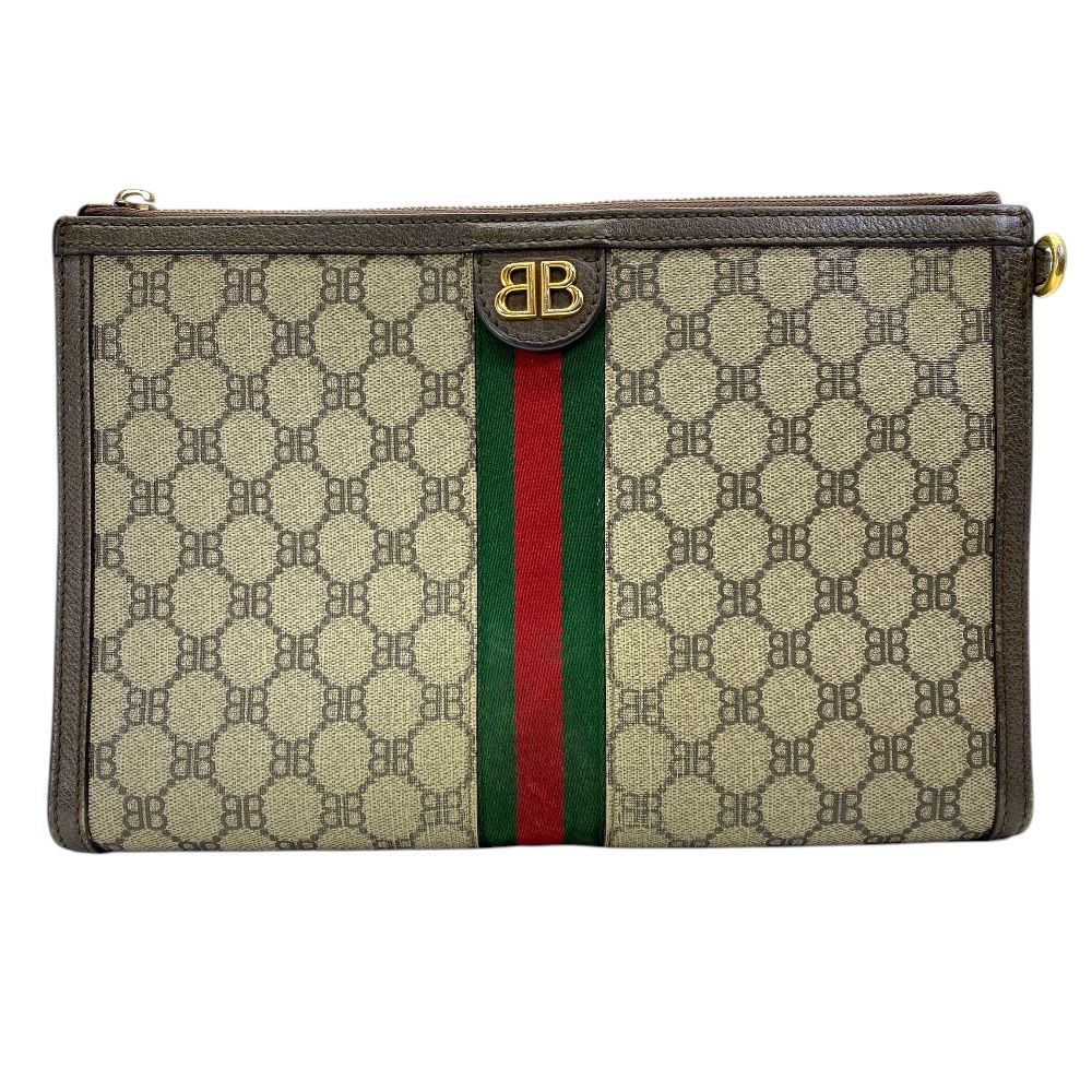 Gucci Collaboration Zahakka Project Clutch Logo Canvas Leather Slim Lightweight