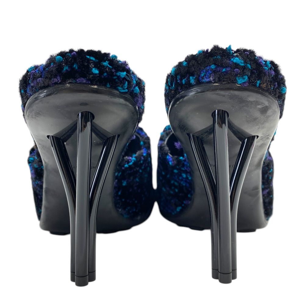 Bottega Veneta Mules Sandals Heels Tweed Cles Black Blue 39 Mode Character Grade — view 4