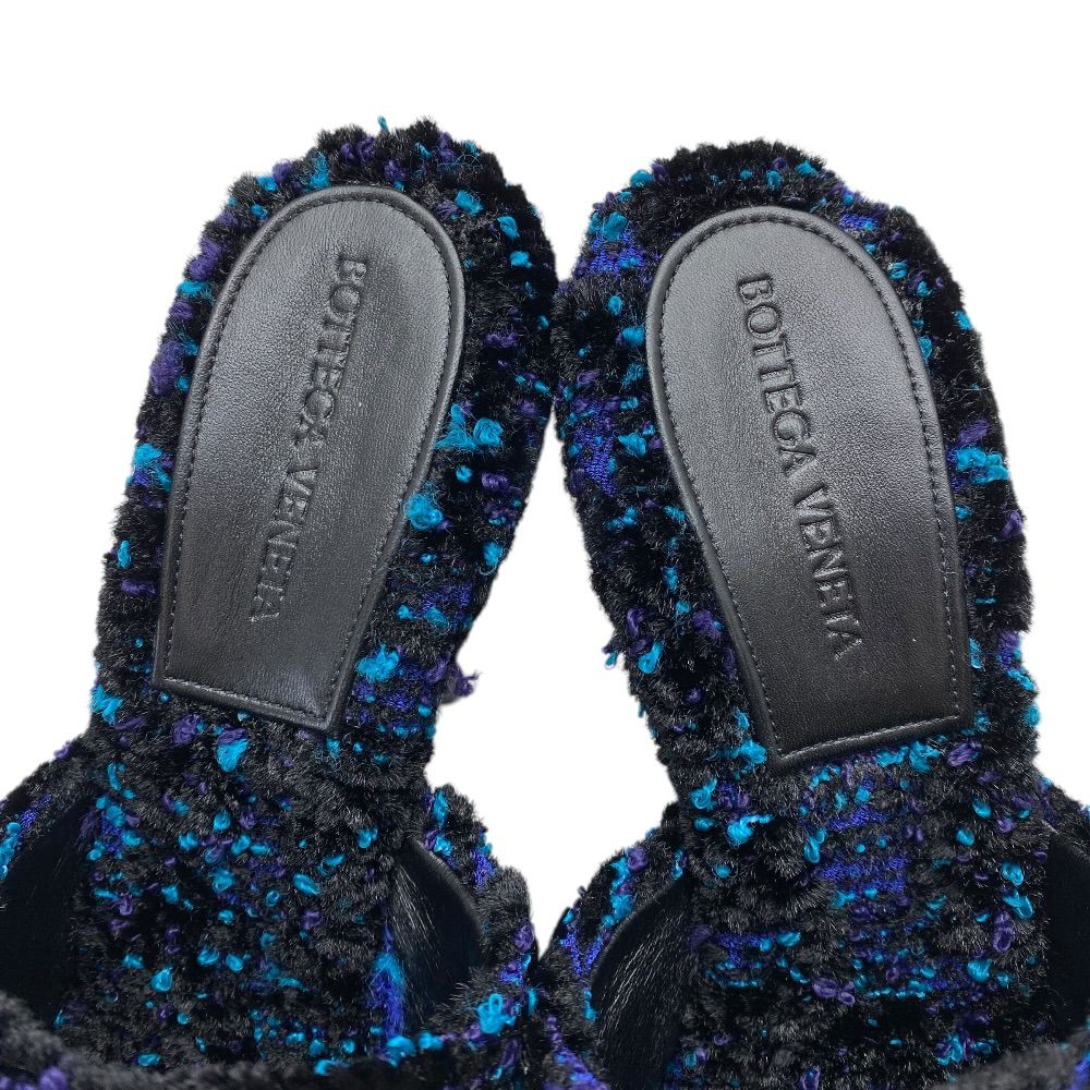 Bottega Veneta Mules Sandals Heels Tweed Cles Black Blue 39 Mode Character Grade — view 7