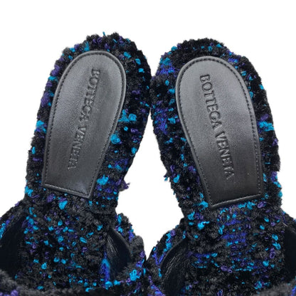 Bottega Veneta Mules Sandals Heels Tweed Cles Black Blue 39 Mode Character Grade — view 7