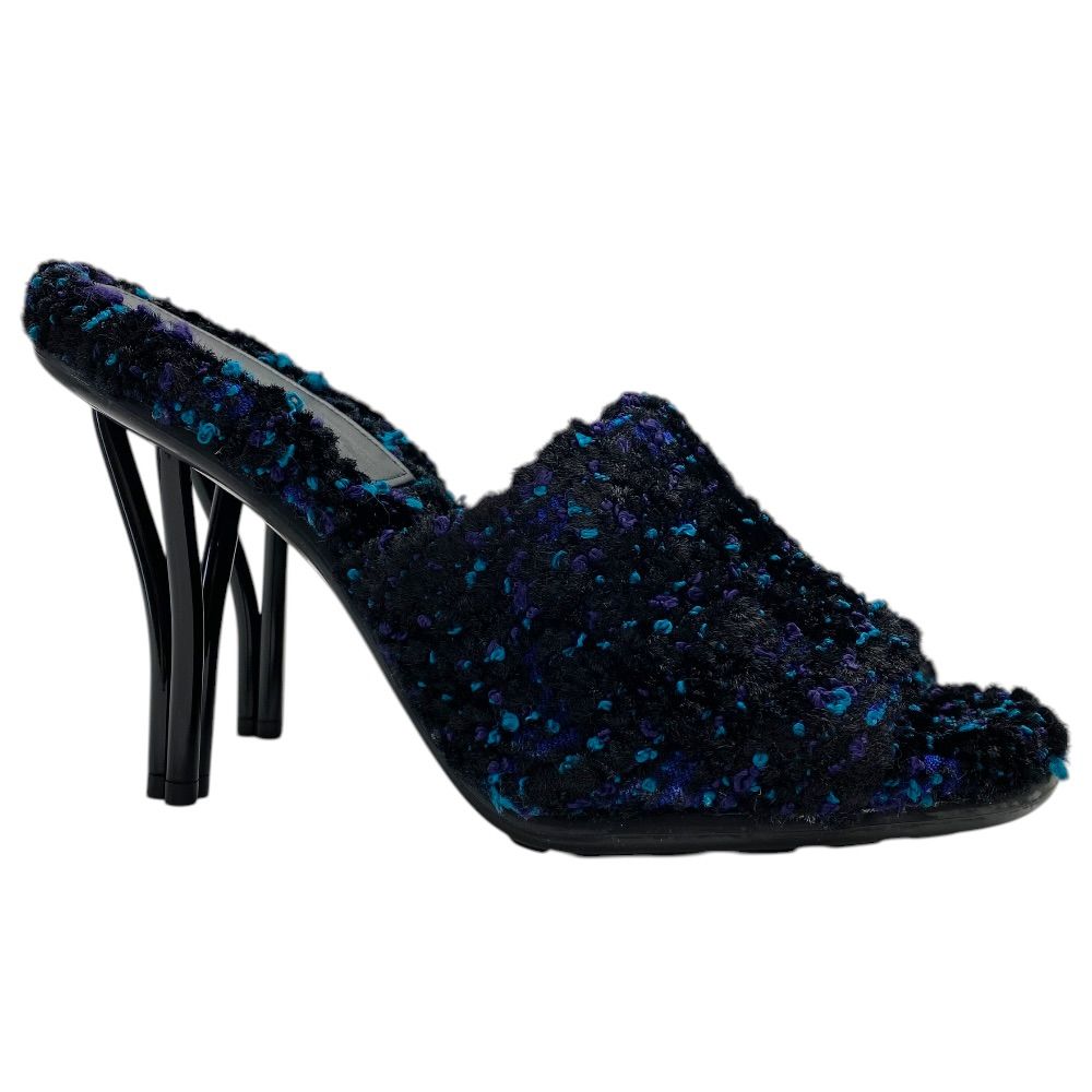 Bottega Veneta Mules Sandals Heels Tweed Cles Black Blue 39 Mode Character Grade — view 5