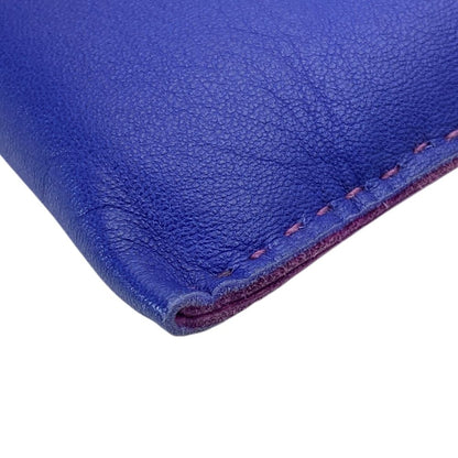 Hermes Pochette Pillow PM Drawstring Pouch Case Leather Blue Safir Agno Milo — view 4