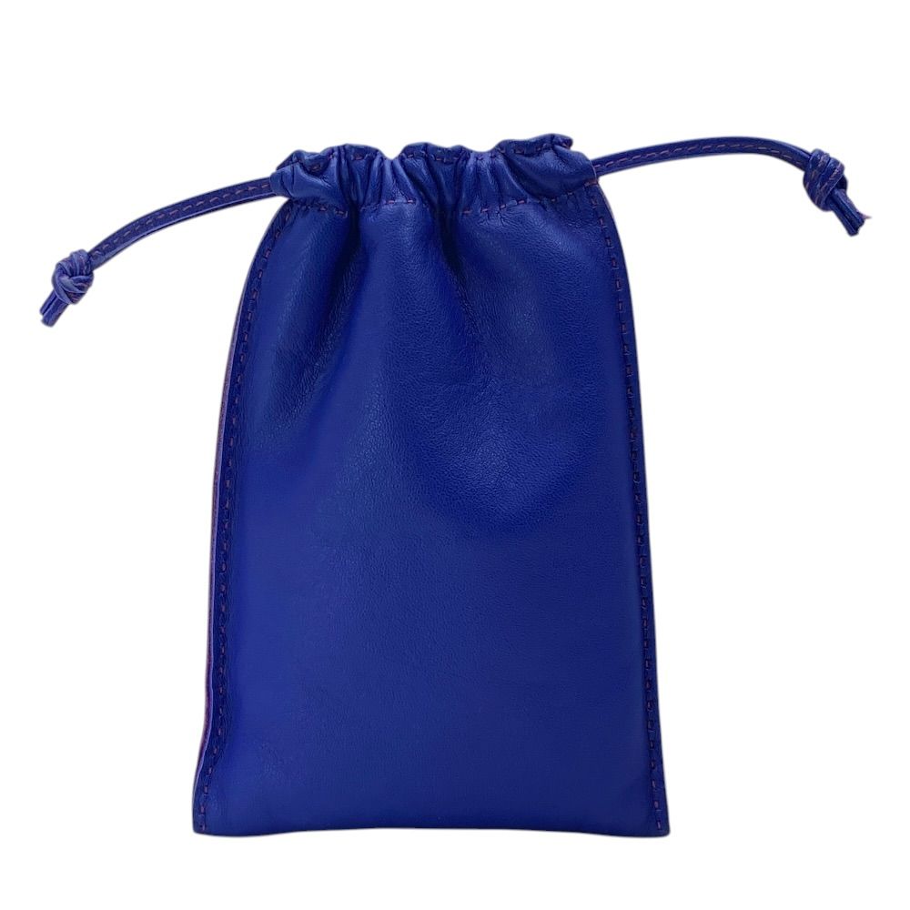 Hermes Pochette Pillow PM Drawstring Pouch Case Leather Blue Safir Agno Milo — view 2