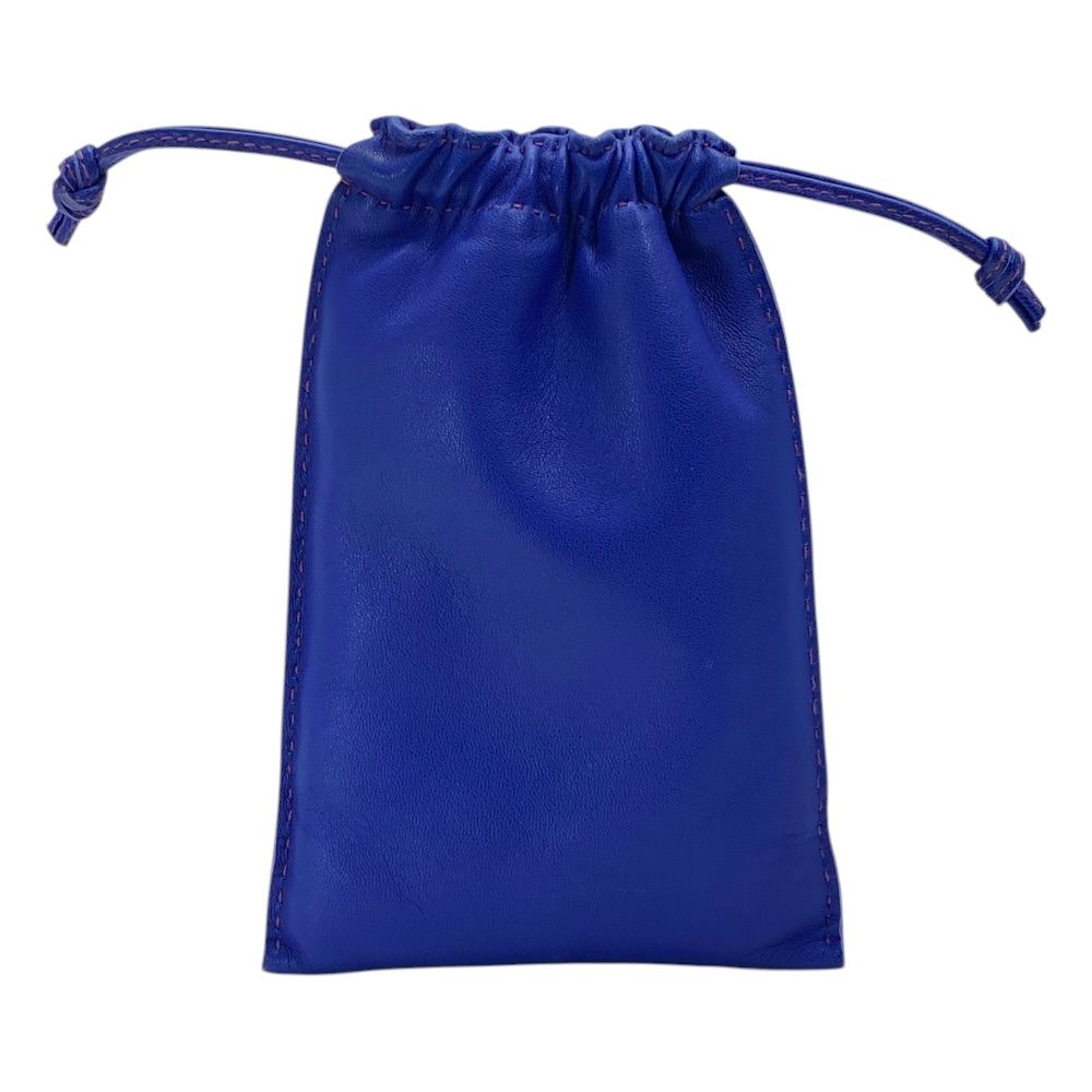 Hermes Pochette Pillow PM Drawstring Pouch Case Leather Blue Safir Agno Milo