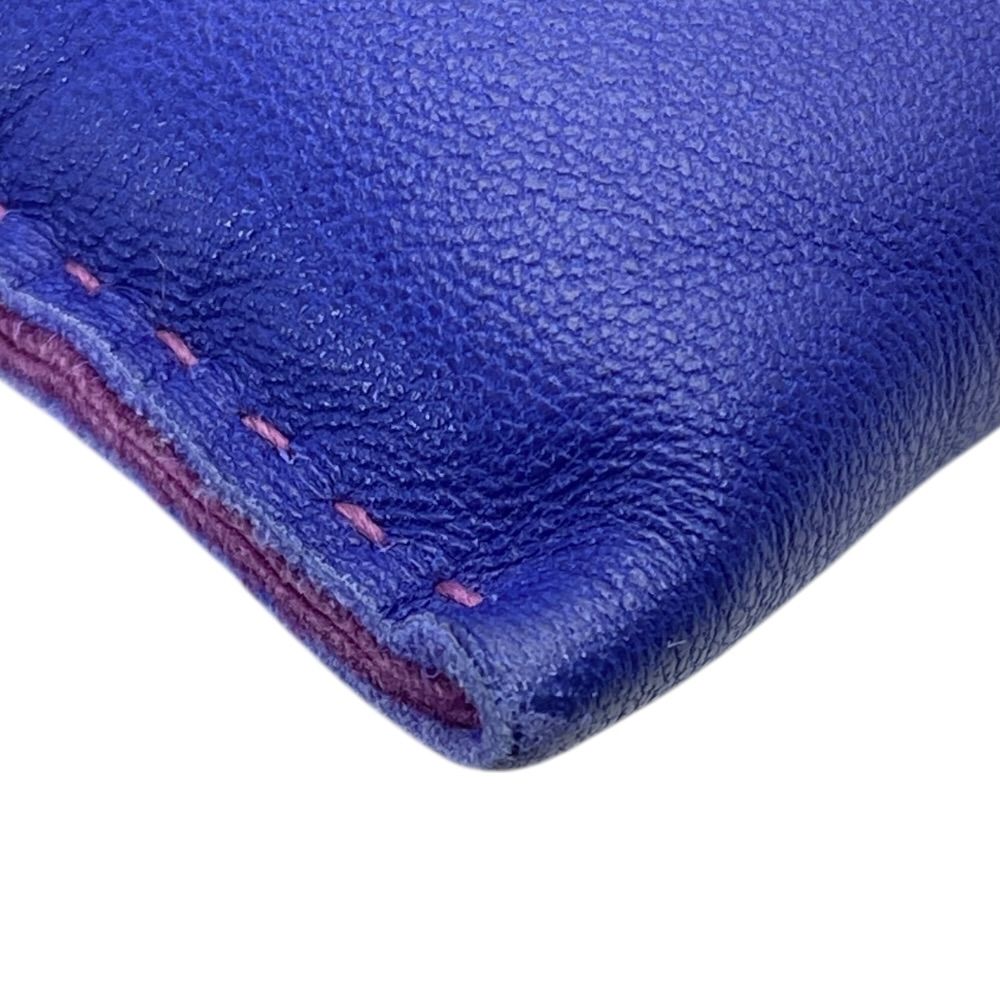 Hermes Pochette Pillow PM Drawstring Pouch Case Leather Blue Safir Agno Milo — view 3