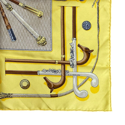 Hermes Carre 40 Petit Scarf Bandana Cannes & Pommeaux Cane Pattern All Over — view 3