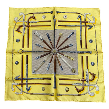 Hermes Carre 40 Petit Scarf Bandana Cannes & Pommeaux Cane Pattern All Over
