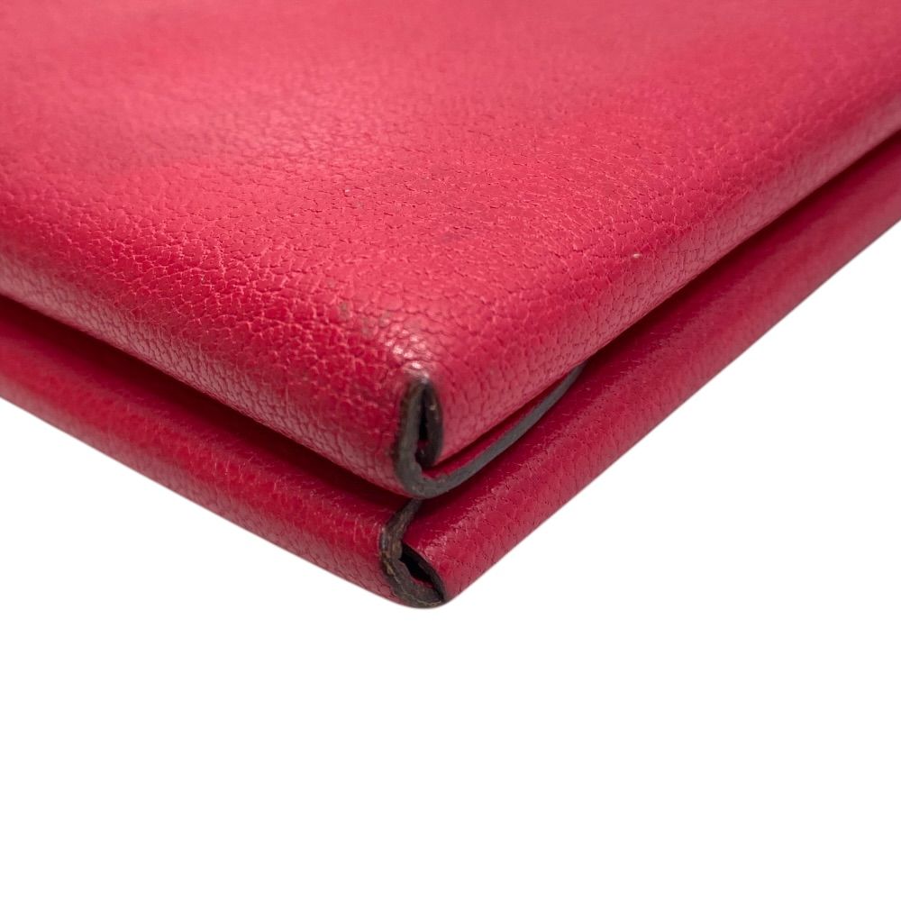 Hermes Calvi Duo Card Case Coin Bifold Pink Chevre Leather Compact Lightweight — view 4