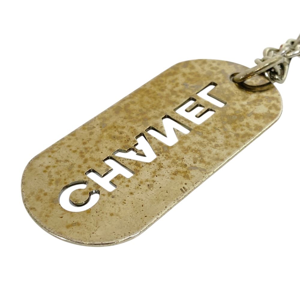 Chanel Logo Plate Charm Key Holder Key Chain Silver Dog Tag Bag Accent Portable — view 6