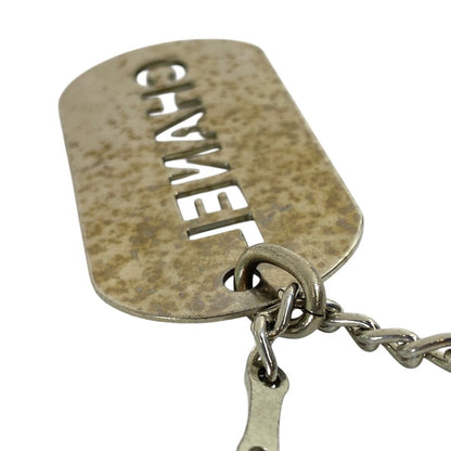 Chanel Logo Plate Charm Key Holder Key Chain Silver Dog Tag Bag Accent Portable — view 8
