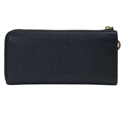 Bvlgari Wallet L-shaped Zipper Leather Black Business Daily Capacity Easy to
