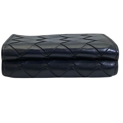 Bottega Veneta Maxi Intrecciato Trifold Wallet Compact Leather Black Capacity — view 5