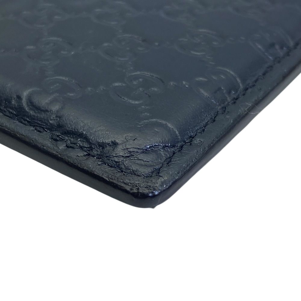 Gucci Micro Guccissima Card Case Business Holder GG Pattern Logo Leather Navy — view 3
