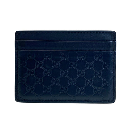 Gucci Micro Guccissima Card Case Business Holder GG Pattern Logo Leather Navy