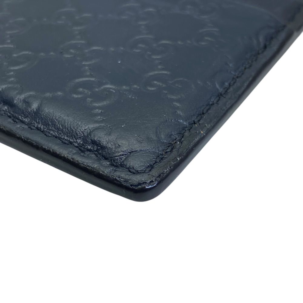 Gucci Micro Guccissima Card Case Business Holder GG Pattern Logo Leather Navy — view 4
