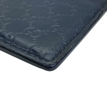 Gucci Micro Guccissima Card Case Business Holder GG Pattern Logo Leather Navy — view 4