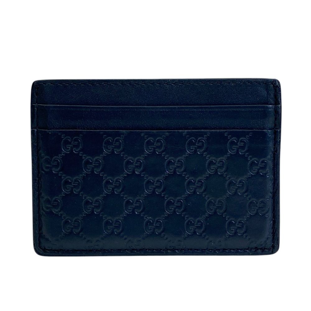 Gucci Micro Guccissima Card Case Business Holder GG Pattern Logo Leather Navy — view 2