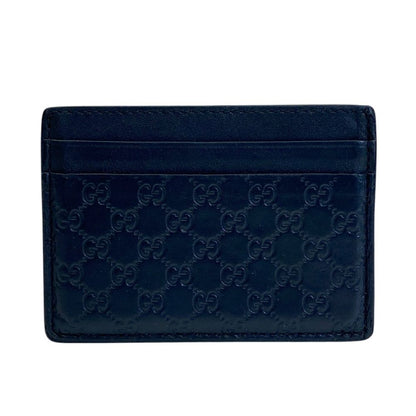 Gucci Micro Guccissima Card Case Business Holder GG Pattern Logo Leather Navy — view 2