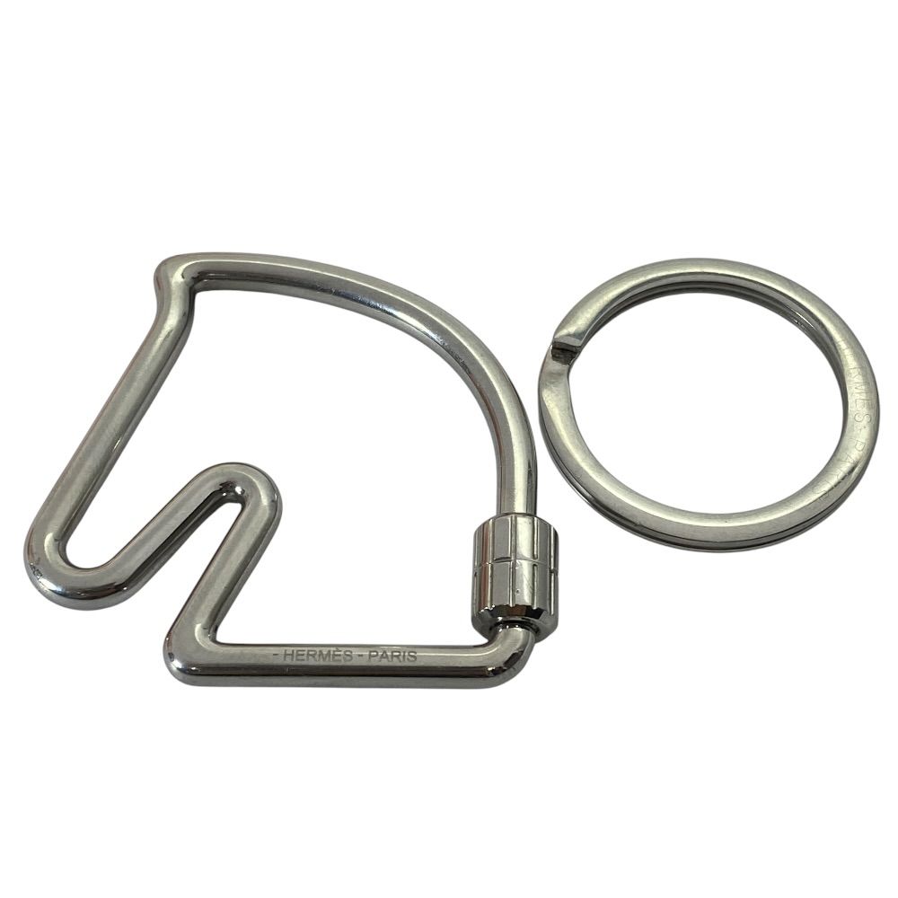 Hermes Cheval Key Ring Key Holder Charm Horse Hose Stainless Steel Silver Bag