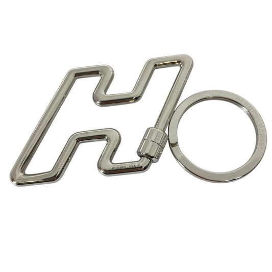 Hermes Too Speed Charm Key Ring Key Holder Metal Silver Logo Bag Accent