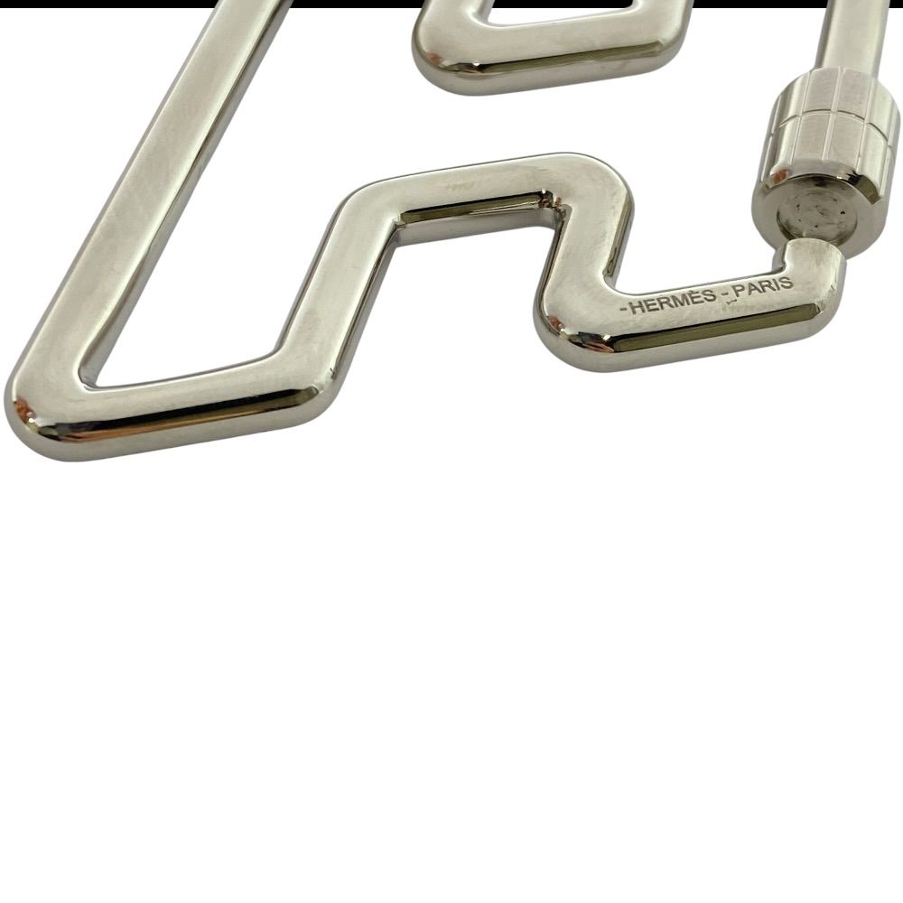 Hermes Too Speed Charm Key Ring Key Holder Metal Silver Logo Bag Accent — view 4