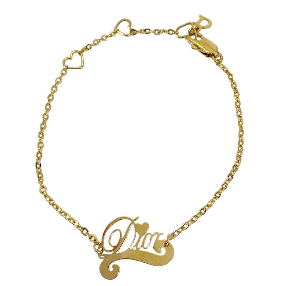 Dior Logo Heart Bracelet Gold Metal Gorgeous