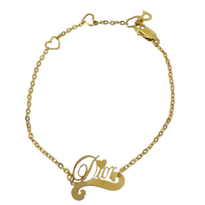 Dior Logo Heart Bracelet Gold Metal Gorgeous