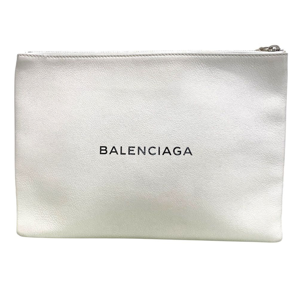 Balenciaga Shopping Clip M Clutch Logo White Slim Lightweight Practical