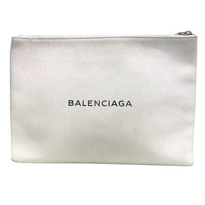 Balenciaga Shopping Clip M Clutch Logo White Slim Lightweight Practical