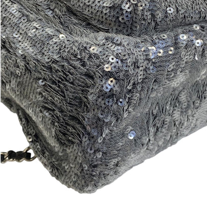 Chanel Sequin Waterfall Backpack CC Logo Gray Black Silver Lightweight Practical — view 3