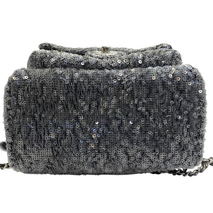Chanel Sequin Waterfall Backpack CC Logo Gray Black Silver Lightweight Practical — view 5