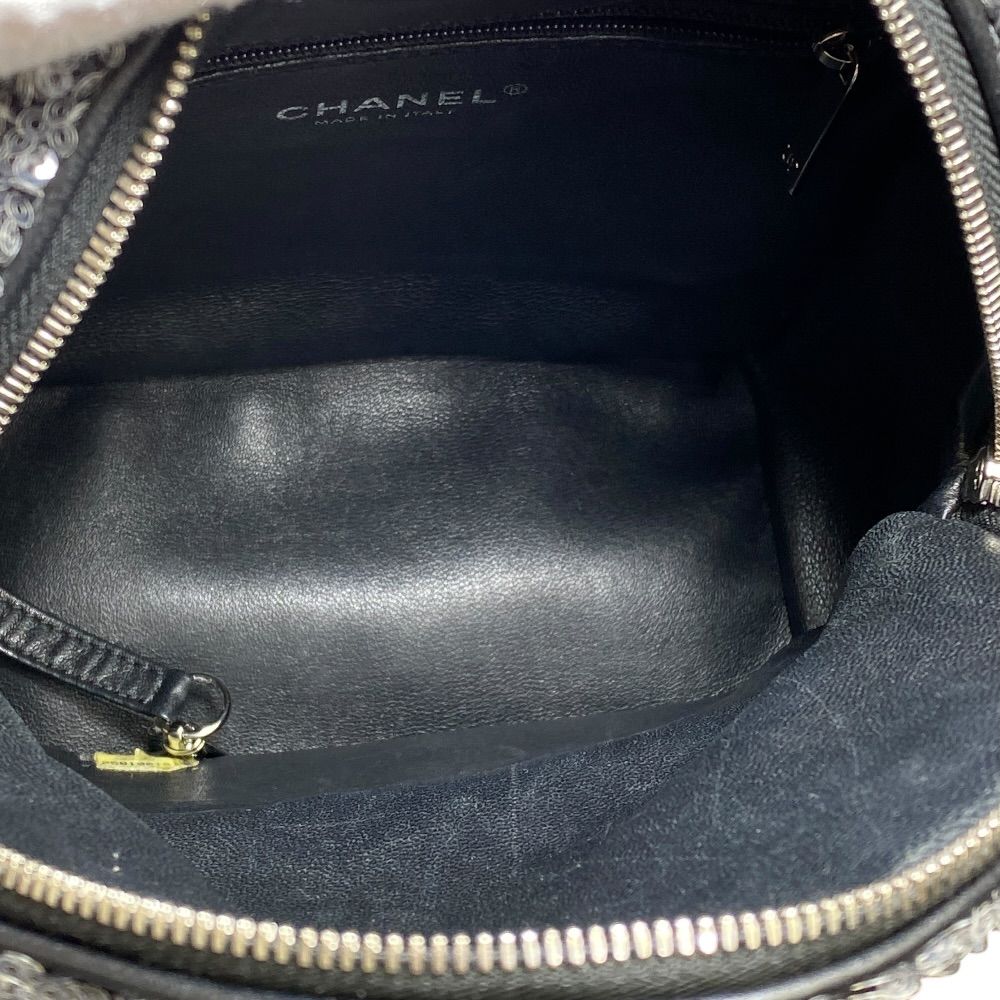 Chanel Sequin Waterfall Backpack CC Logo Gray Black Silver Lightweight Practical — view 6