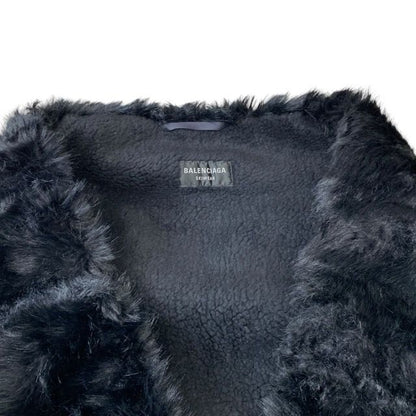 Balenciaga Faux Fur Cape Ski Wear Collection Asymmetric Black Outdoor Covering — view 5