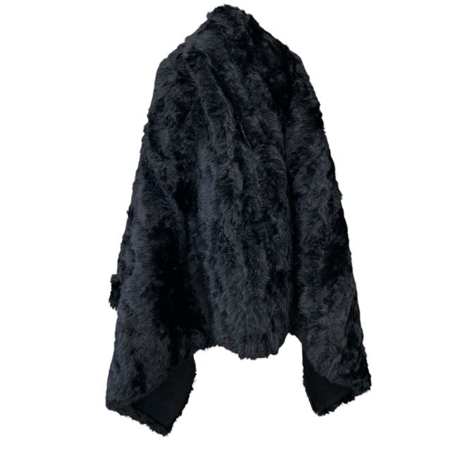 Balenciaga Faux Fur Cape Ski Wear Collection Asymmetric Black Outdoor Covering — view 3