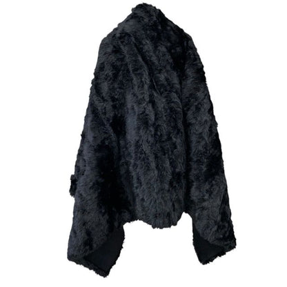 Balenciaga Faux Fur Cape Ski Wear Collection Asymmetric Black Outdoor Covering — view 3