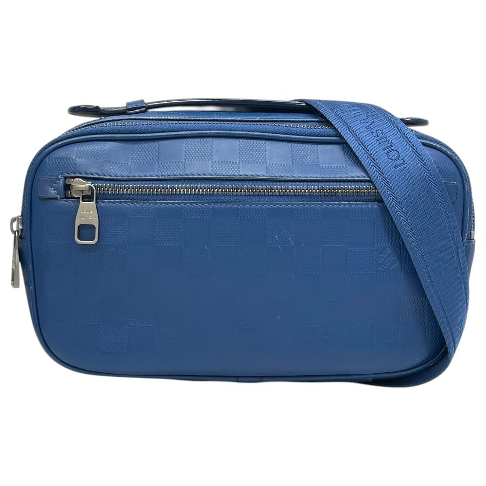 Louis Vuitton Damier Infini Ambler 2-Way Belt Bag Clutch Leather Blue Daily