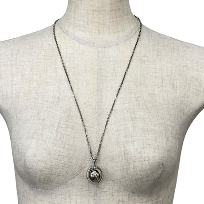 Louis Vuitton Pendant LV Glove Necklace Silver Crystal Metal Gorgeous — view 9