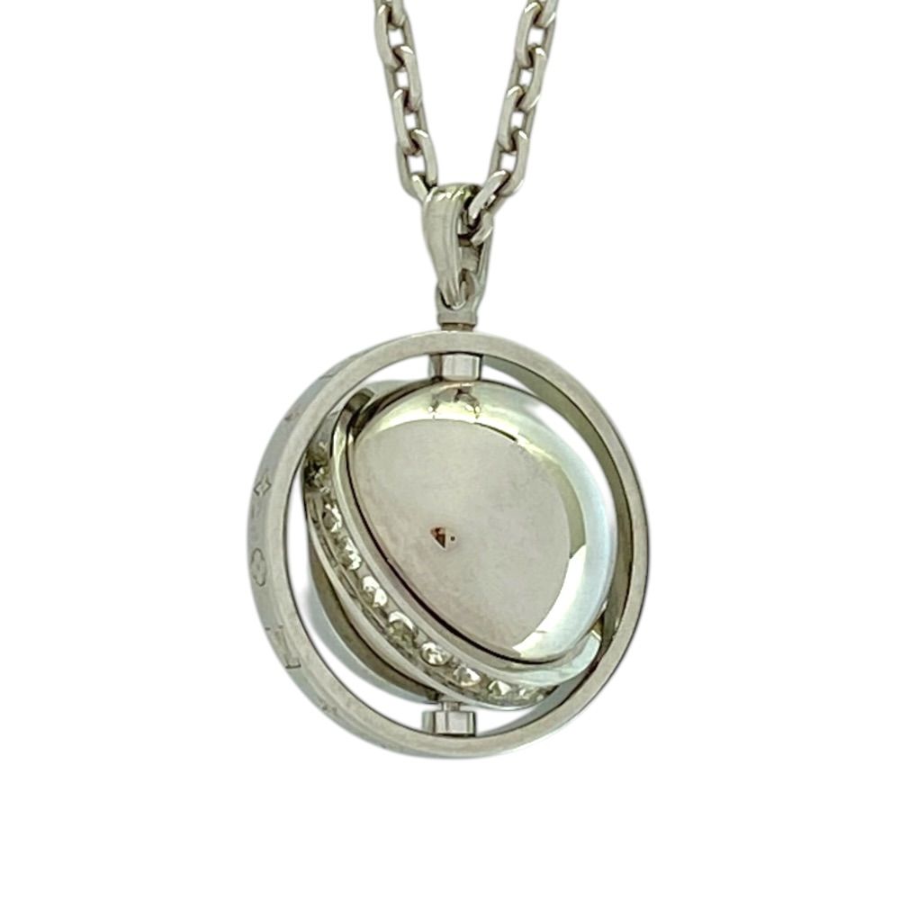 Louis Vuitton Pendant LV Glove Necklace Silver Crystal Metal Gorgeous