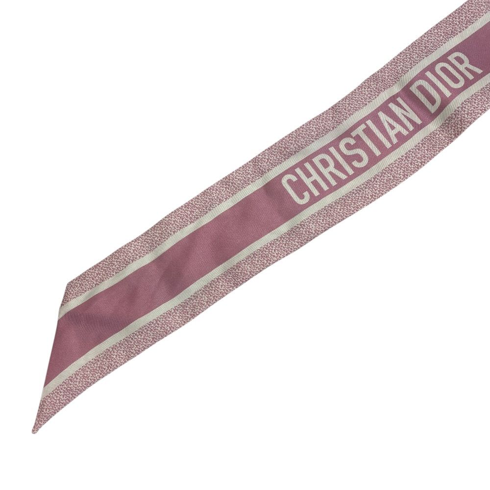 Dior Mitzah Scarf Ribbon Silk Twill Floral Pattern Flower Pink White Multicolor — view 3
