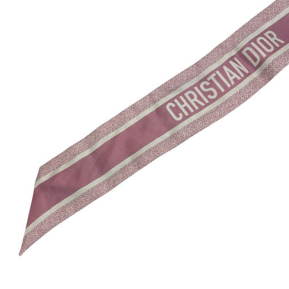 Dior Mitzah Scarf Ribbon Silk Twill Floral Pattern Flower Pink White Multicolor — view 3