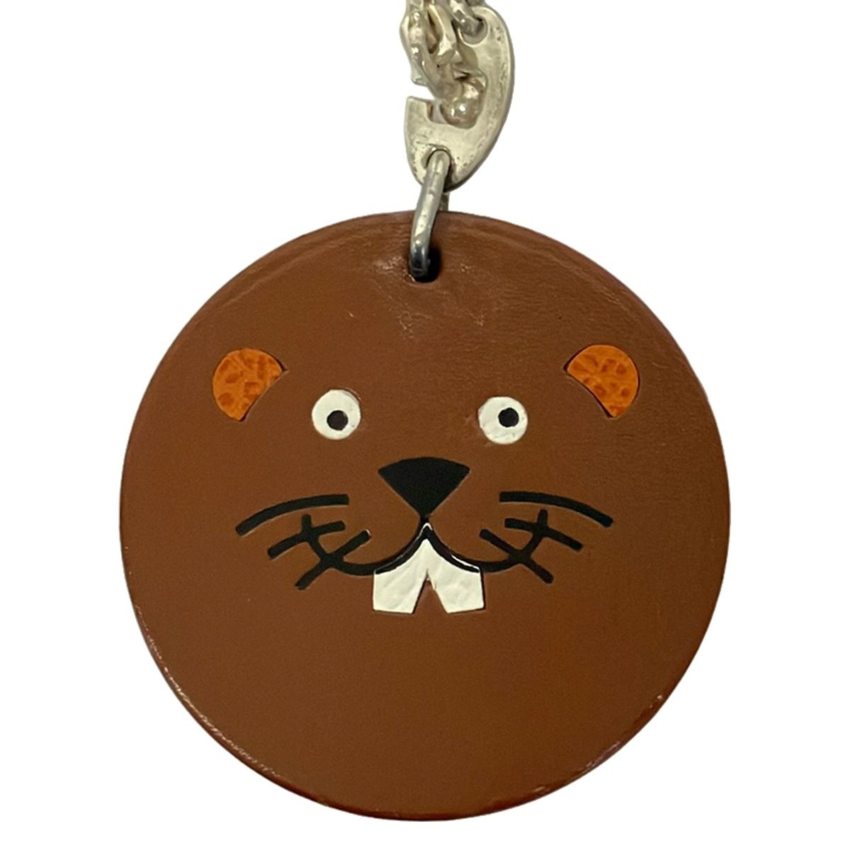Hermes Key Holder Brown Silver Beaver Leather — view 3