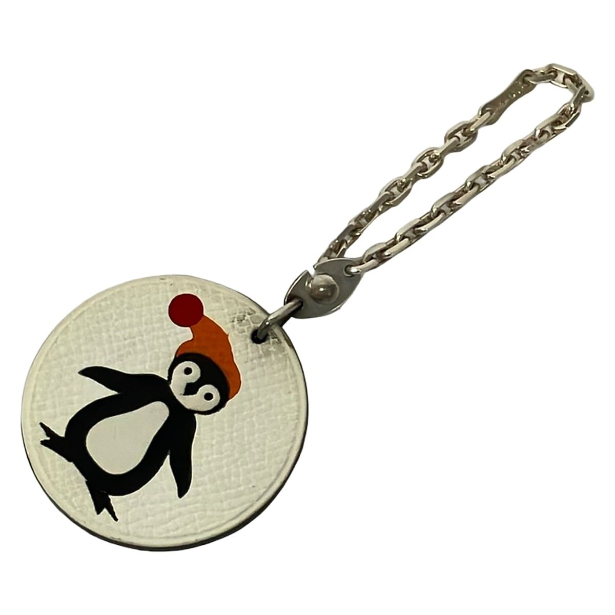 Hermes Key Holder White Silver Penguin Leather