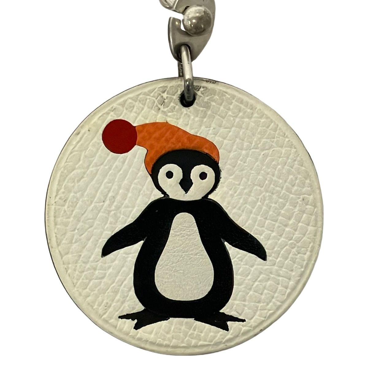 Hermes Key Holder White Silver Penguin Leather — view 3