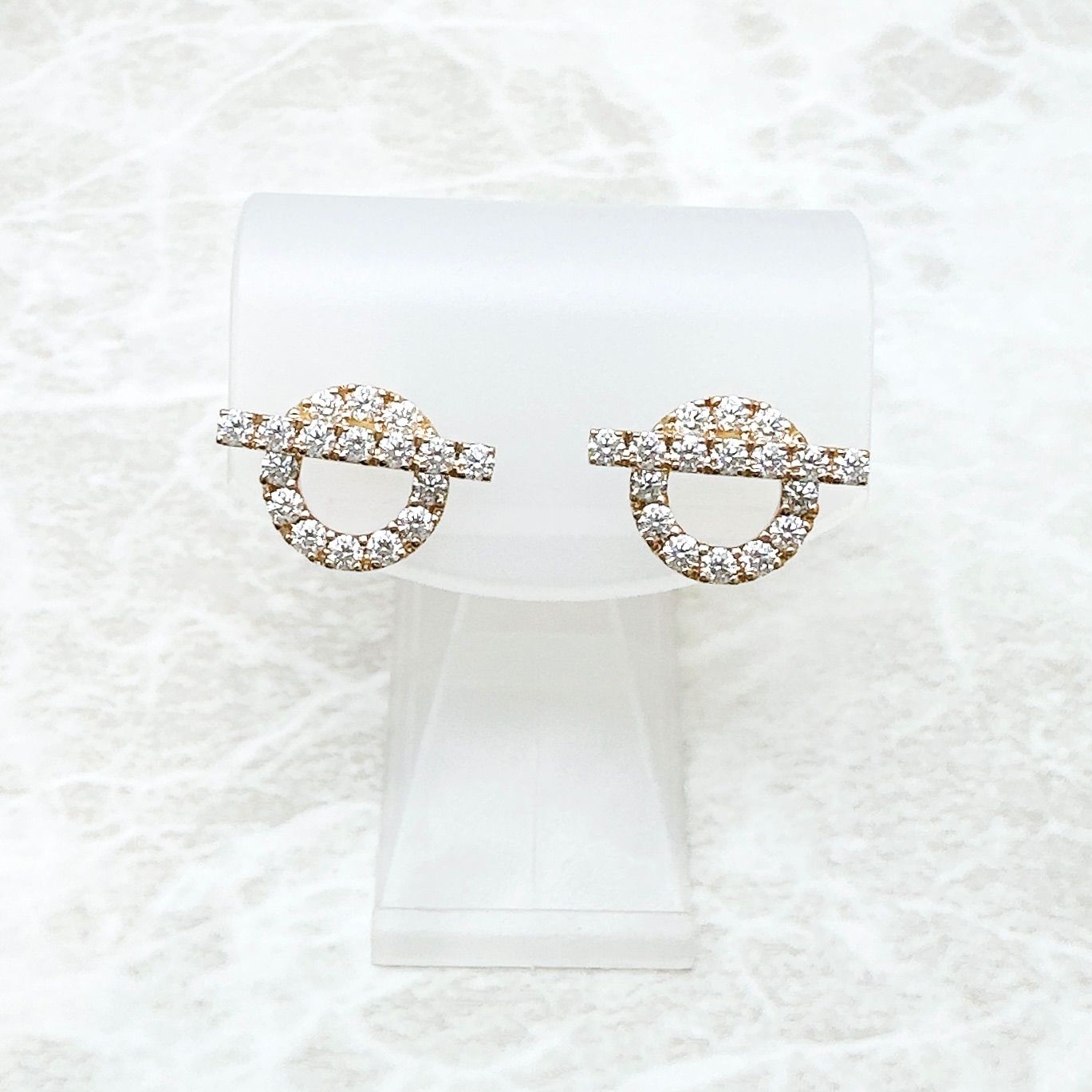 Hermes Finesse Diamond Pink Gold Earrings — view 3