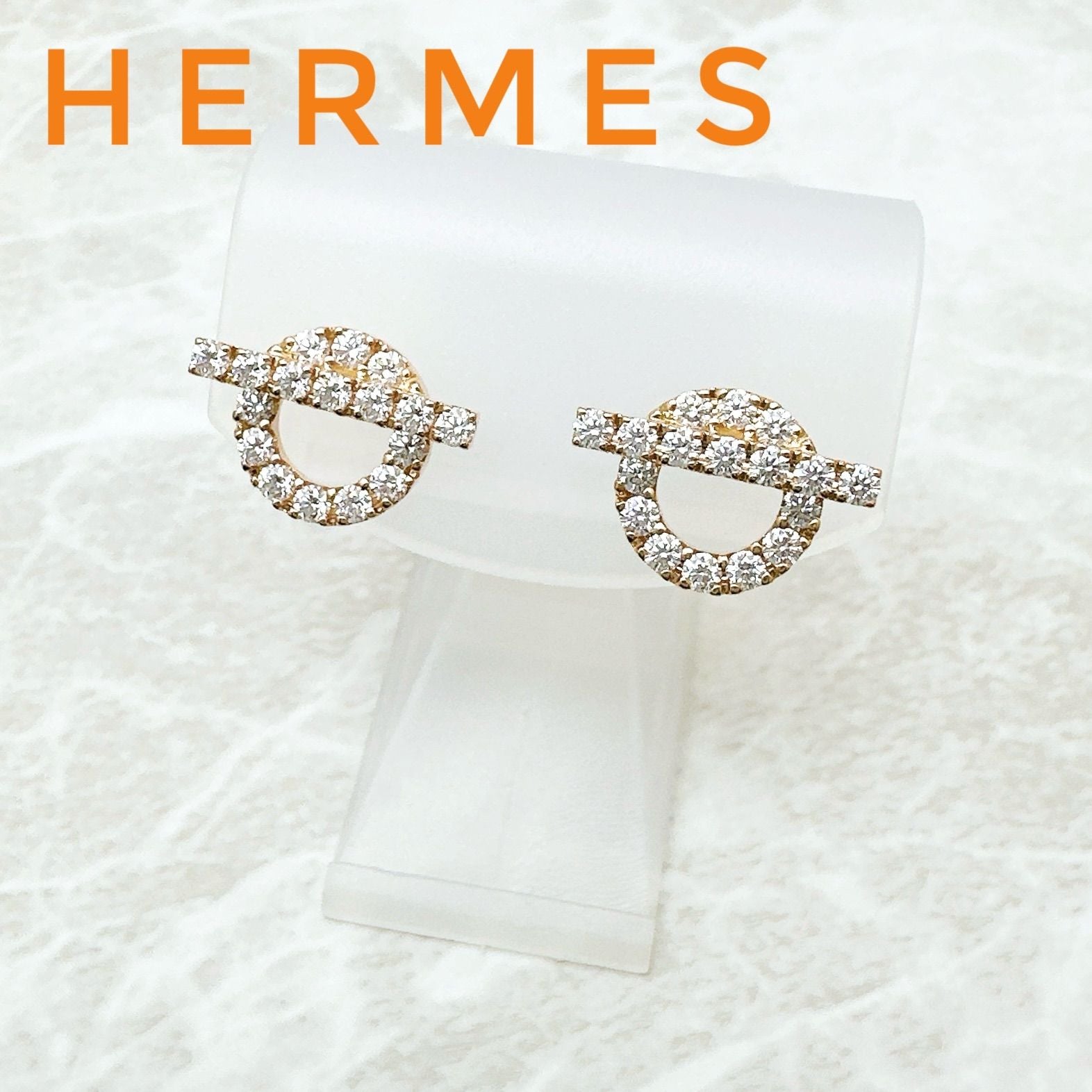 Hermes Finesse Diamond Pink Gold Earrings