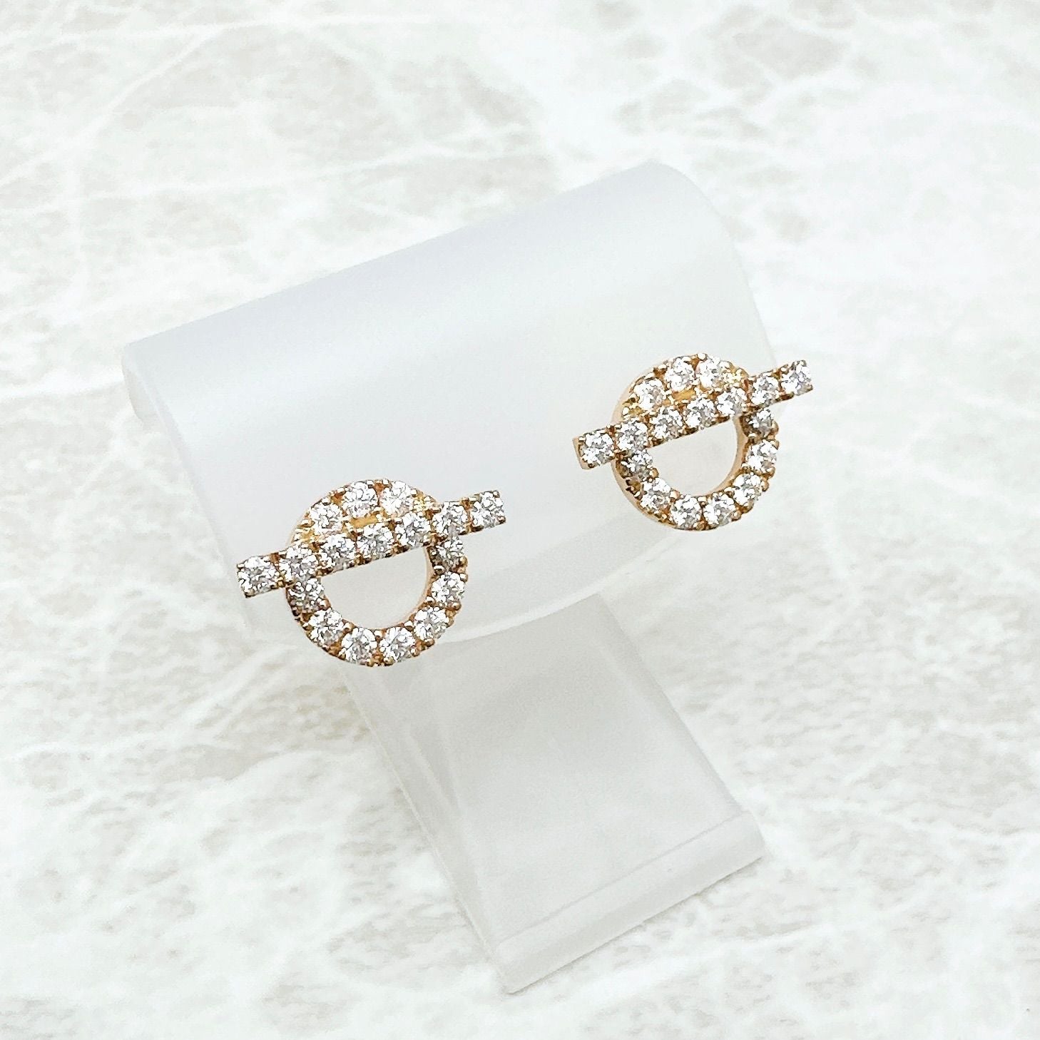 Hermes Finesse Diamond Pink Gold Earrings — view 2